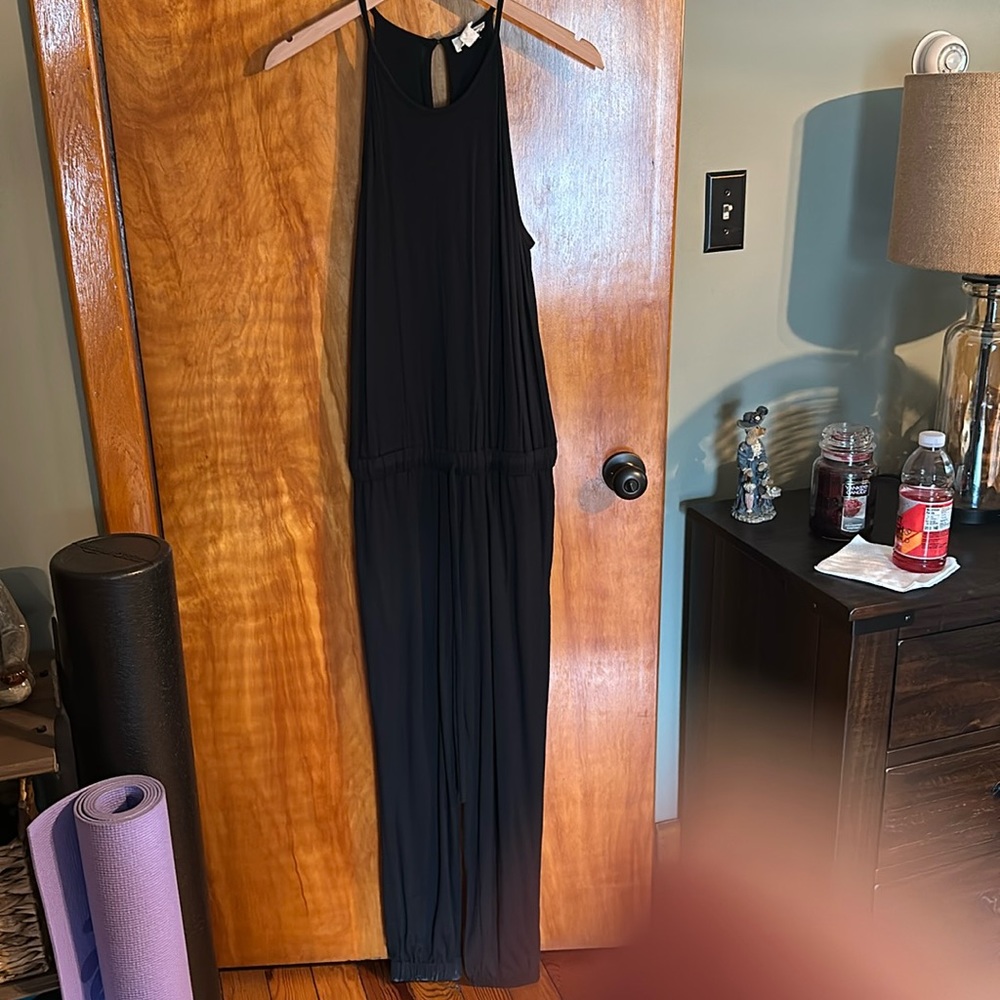 Loft outlet lounge jumpsuit color black size medium